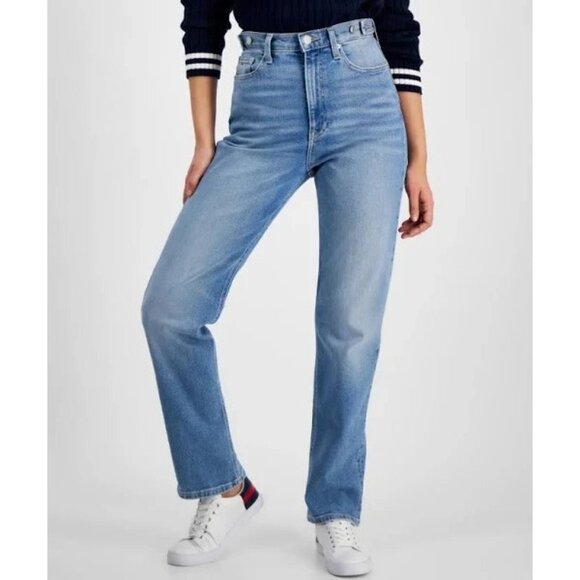 Tommy Hilfiger Women's Blue Julie Straight-Leg Button-Waist Jeans Size 24X28 - Picture 1 of 4